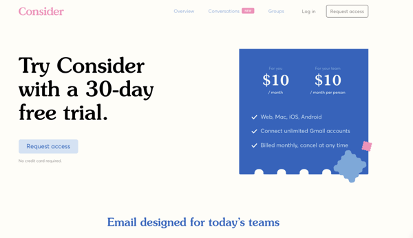 Consider pricing page