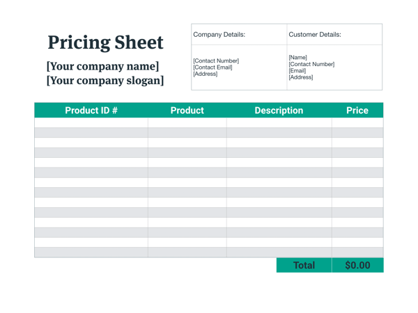 Excel Price Sheet Template from www.profitwell.com